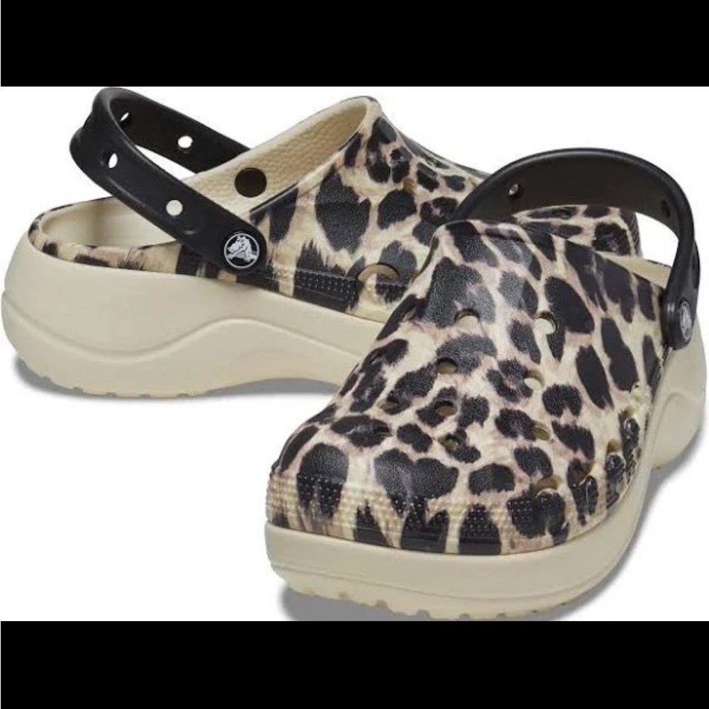 CROCS Leopard Print Mules with Black Strap